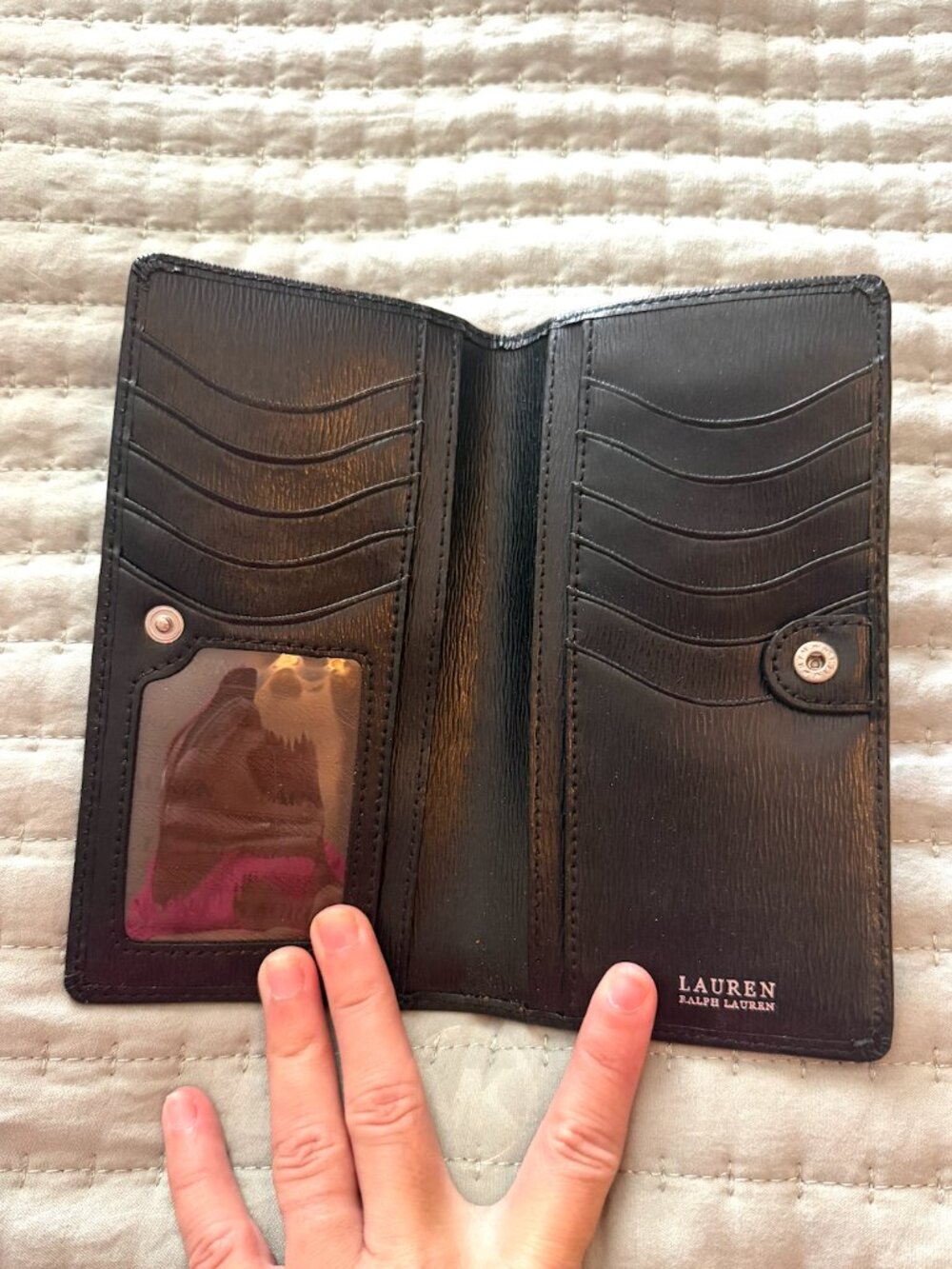 Lauren Ralph Lauren Black Leather Bifold Wallet - Picture 3 of 4
